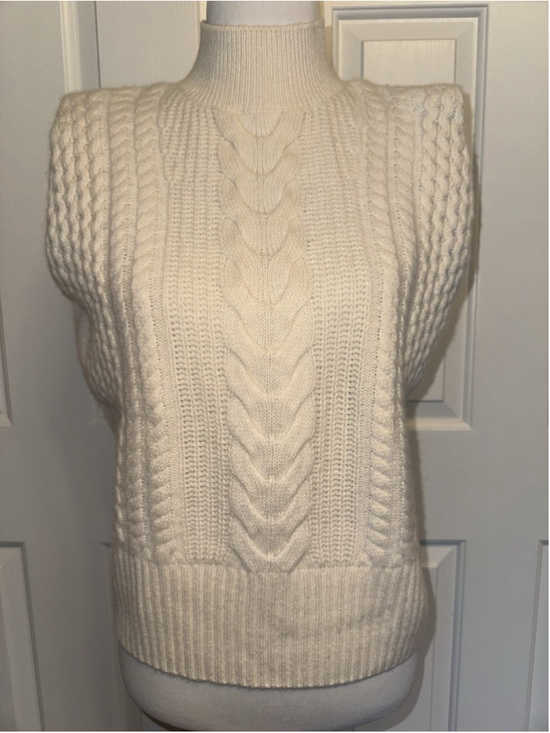 Banana Republic Sweaters - Banana Republic Cashmere Cable Knit Sweater Vest Cream Mock Neck XS Coastal Luxe